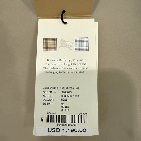 BURBERRY Harbourne Trench Coat Honey Size 2 - Picture 14 of 16